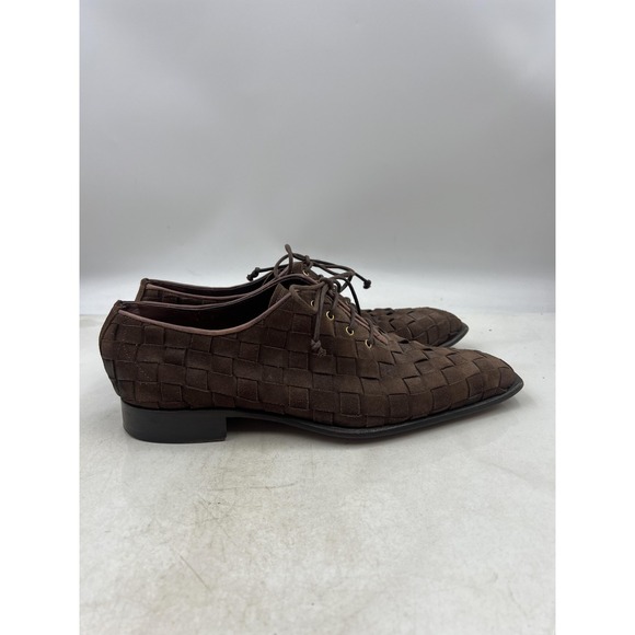 Stefano Branchini Shoes Mens Size 8 Woven Suede Leather Lace Up Dress Italy main image 5